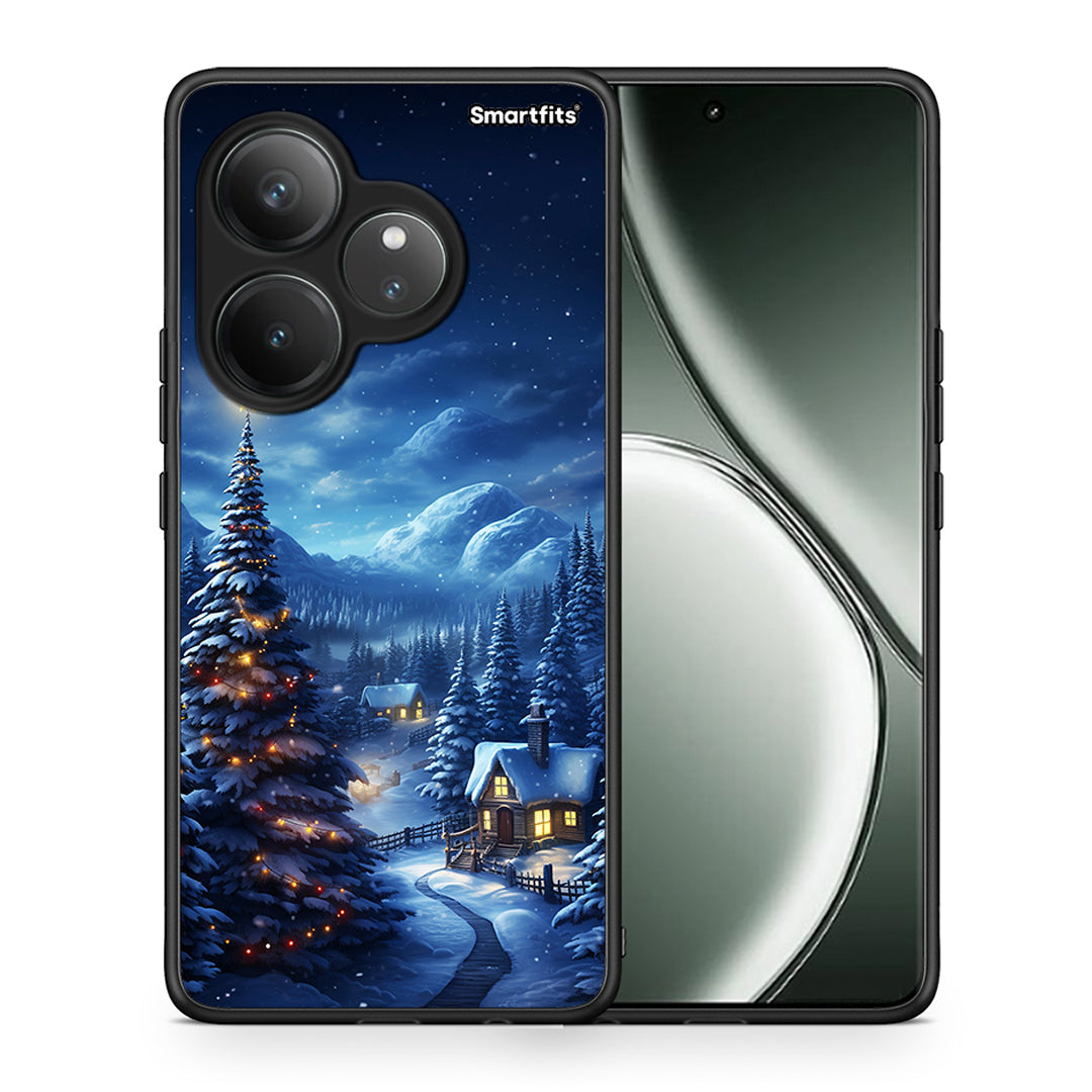 Θήκη Realme GT 6 5G Christmas Scenery από τη Smartfits με σχέδιο στο πίσω μέρος και μαύρο περίβλημα | Realme GT 6 5G Christmas Scenery case with colorful back and black bezels