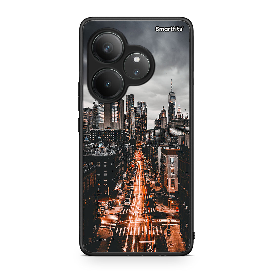 Realme GT 6 5G City Lights θήκη από τη Smartfits με σχέδιο στο πίσω μέρος και μαύρο περίβλημα | Smartphone case with colorful back and black bezels by Smartfits