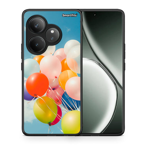 Θήκη Realme GT 6 5G Colorful Balloons από τη Smartfits με σχέδιο στο πίσω μέρος και μαύρο περίβλημα | Realme GT 6 5G Colorful Balloons case with colorful back and black bezels