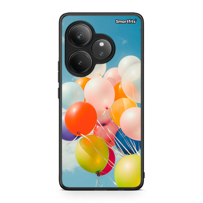 Realme GT 6 5G Colorful Balloons θήκη από τη Smartfits με σχέδιο στο πίσω μέρος και μαύρο περίβλημα | Smartphone case with colorful back and black bezels by Smartfits