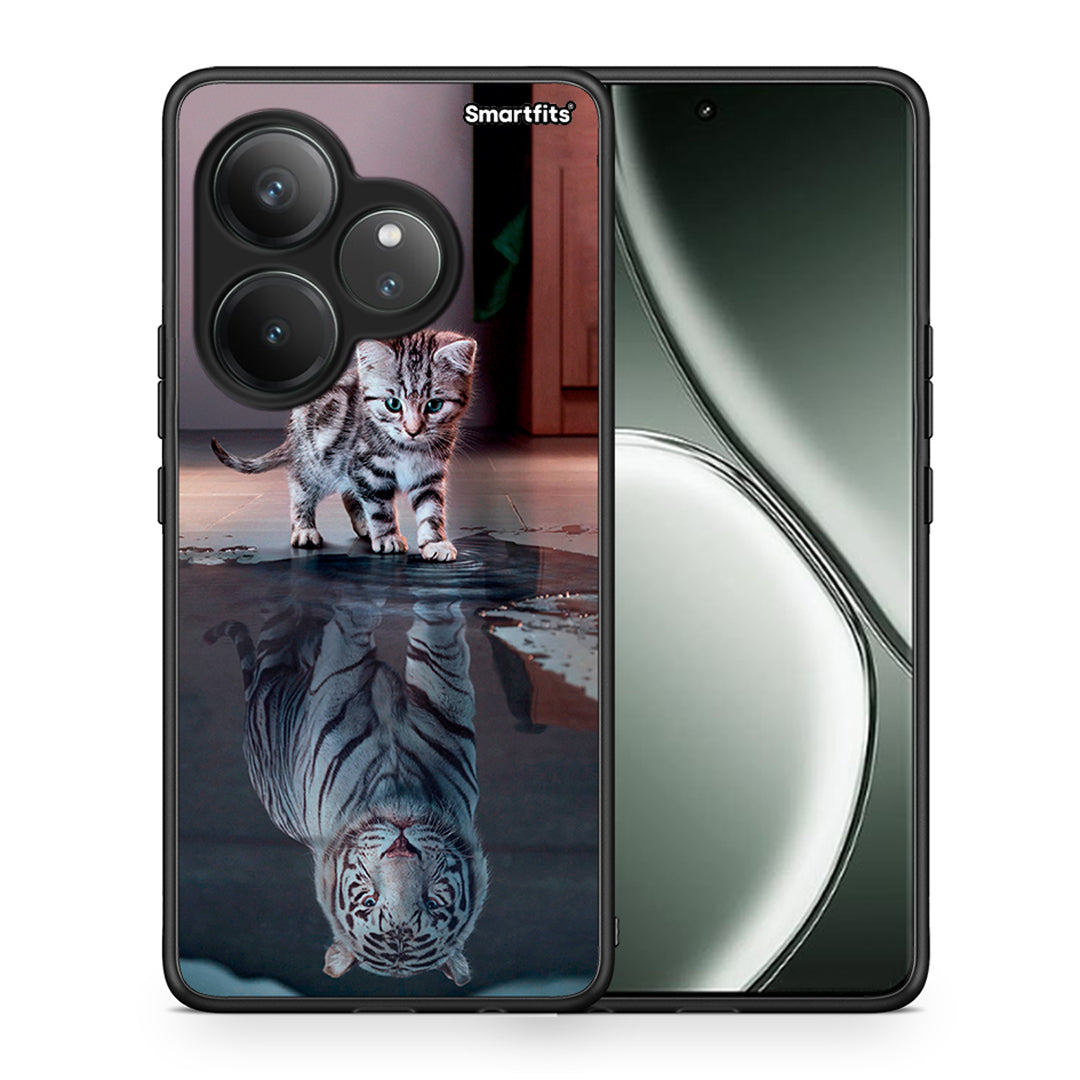 Θήκη Realme GT 6 5G Tiger Cute από τη Smartfits με σχέδιο στο πίσω μέρος και μαύρο περίβλημα | Realme GT 6 5G Tiger Cute case with colorful back and black bezels