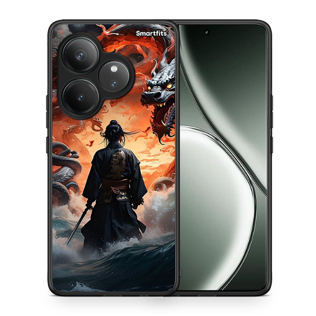 Θήκη Realme GT 6 5G Dragons Fight από τη Smartfits με σχέδιο στο πίσω μέρος και μαύρο περίβλημα | Realme GT 6 5G Dragons Fight case with colorful back and black bezels