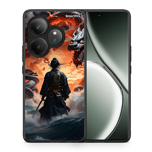 Θήκη Realme GT 6 5G Dragons Fight από τη Smartfits με σχέδιο στο πίσω μέρος και μαύρο περίβλημα | Realme GT 6 5G Dragons Fight case with colorful back and black bezels
