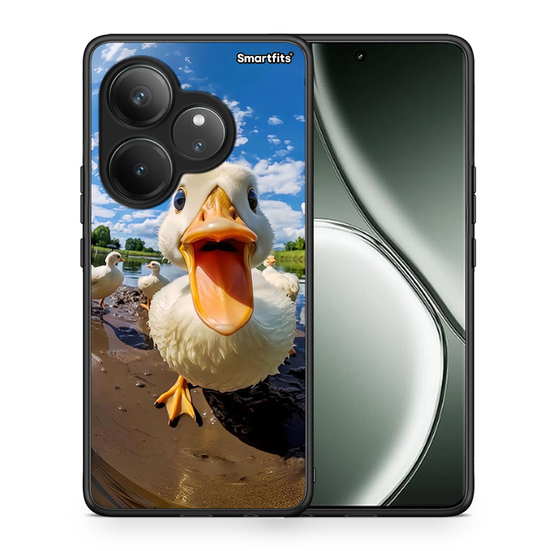 Θήκη Realme GT 6 5G Duck Face από τη Smartfits με σχέδιο στο πίσω μέρος και μαύρο περίβλημα | Realme GT 6 5G Duck Face case with colorful back and black bezels