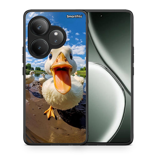 Θήκη Realme GT 6 5G Duck Face από τη Smartfits με σχέδιο στο πίσω μέρος και μαύρο περίβλημα | Realme GT 6 5G Duck Face case with colorful back and black bezels