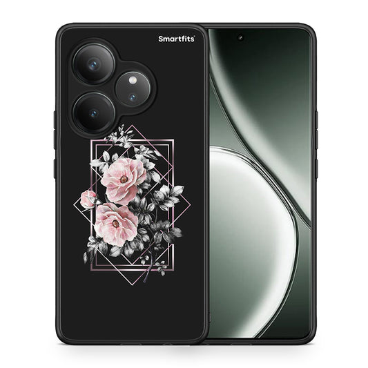 Θήκη Realme GT 6 5G Frame Flower από τη Smartfits με σχέδιο στο πίσω μέρος και μαύρο περίβλημα | Realme GT 6 5G Frame Flower case with colorful back and black bezels