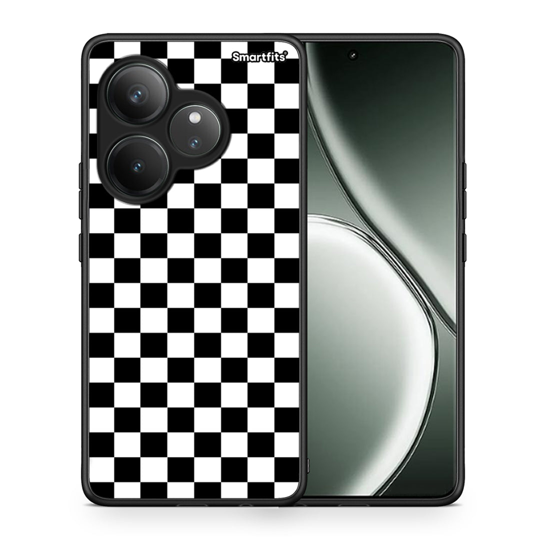 Θήκη Realme GT 6 5G Squares Geometric από τη Smartfits με σχέδιο στο πίσω μέρος και μαύρο περίβλημα | Realme GT 6 5G Squares Geometric case with colorful back and black bezels