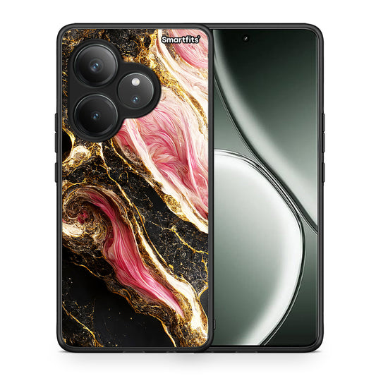 Θήκη Realme GT 6 5G Glamorous Pink Marble από τη Smartfits με σχέδιο στο πίσω μέρος και μαύρο περίβλημα | Realme GT 6 5G Glamorous Pink Marble case with colorful back and black bezels