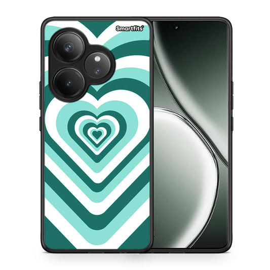 Θήκη Realme GT 6 5G Green Hearts από τη Smartfits με σχέδιο στο πίσω μέρος και μαύρο περίβλημα | Realme GT 6 5G Green Hearts case with colorful back and black bezels