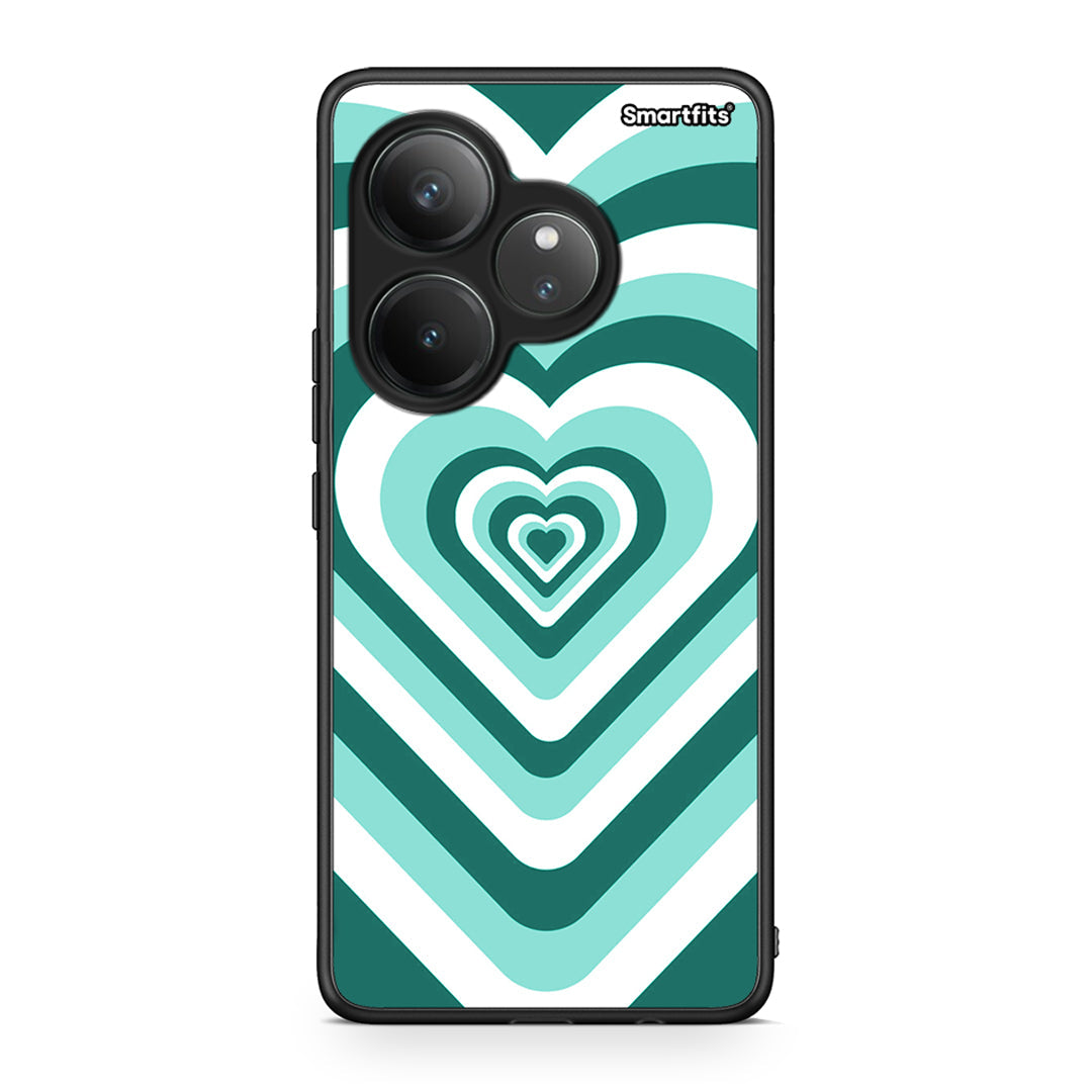 Realme GT 6 5G Green Hearts θήκη από τη Smartfits με σχέδιο στο πίσω μέρος και μαύρο περίβλημα | Smartphone case with colorful back and black bezels by Smartfits