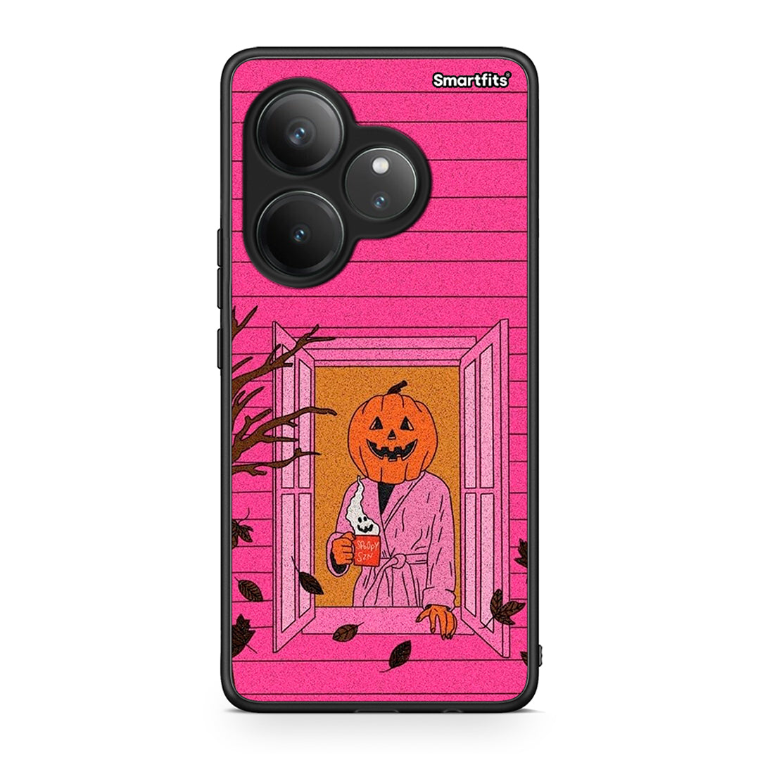 Realme GT 6 5G Halloween Pumpkin Lady Θήκη από τη Smartfits με σχέδιο στο πίσω μέρος και μαύρο περίβλημα | Smartphone case with colorful back and black bezels by Smartfits