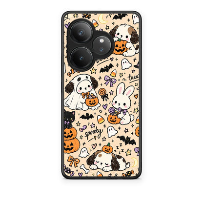 Θήκη Realme GT 6 5G Halloween Puppies and Friends on Cream από τη Smartfits με σχέδιο στο πίσω μέρος και μαύρο περίβλημα | Realme GT 6 5G Halloween Puppies and Friends on Cream case with colorful back and black bezels