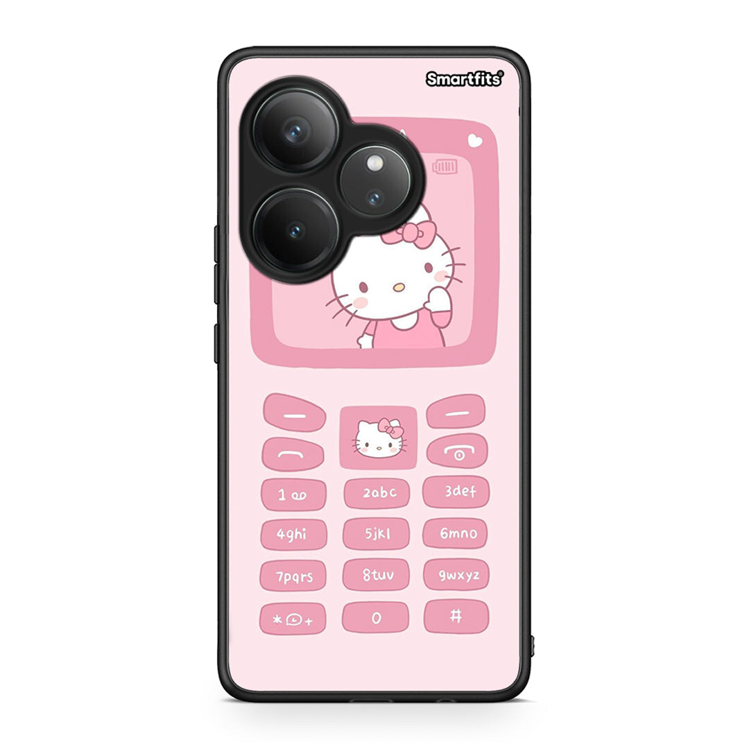 Realme GT 6 5G Hello Kitten Θήκη Αγίου Βαλεντίνου από τη Smartfits με σχέδιο στο πίσω μέρος και μαύρο περίβλημα | Smartphone case with colorful back and black bezels by Smartfits