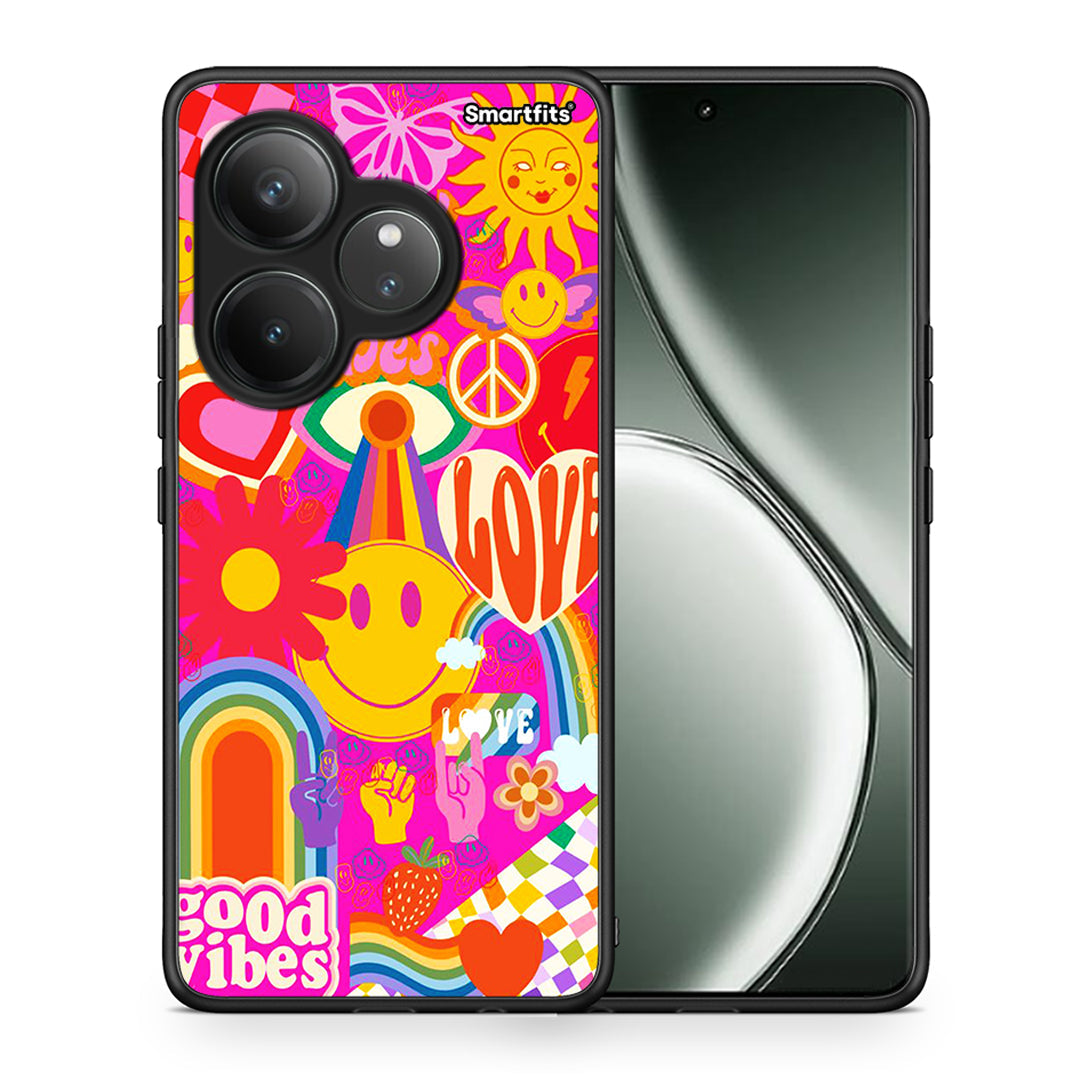 Θήκη Realme GT 6 5G Hippie Love από τη Smartfits με σχέδιο στο πίσω μέρος και μαύρο περίβλημα | Realme GT 6 5G Hippie Love case with colorful back and black bezels