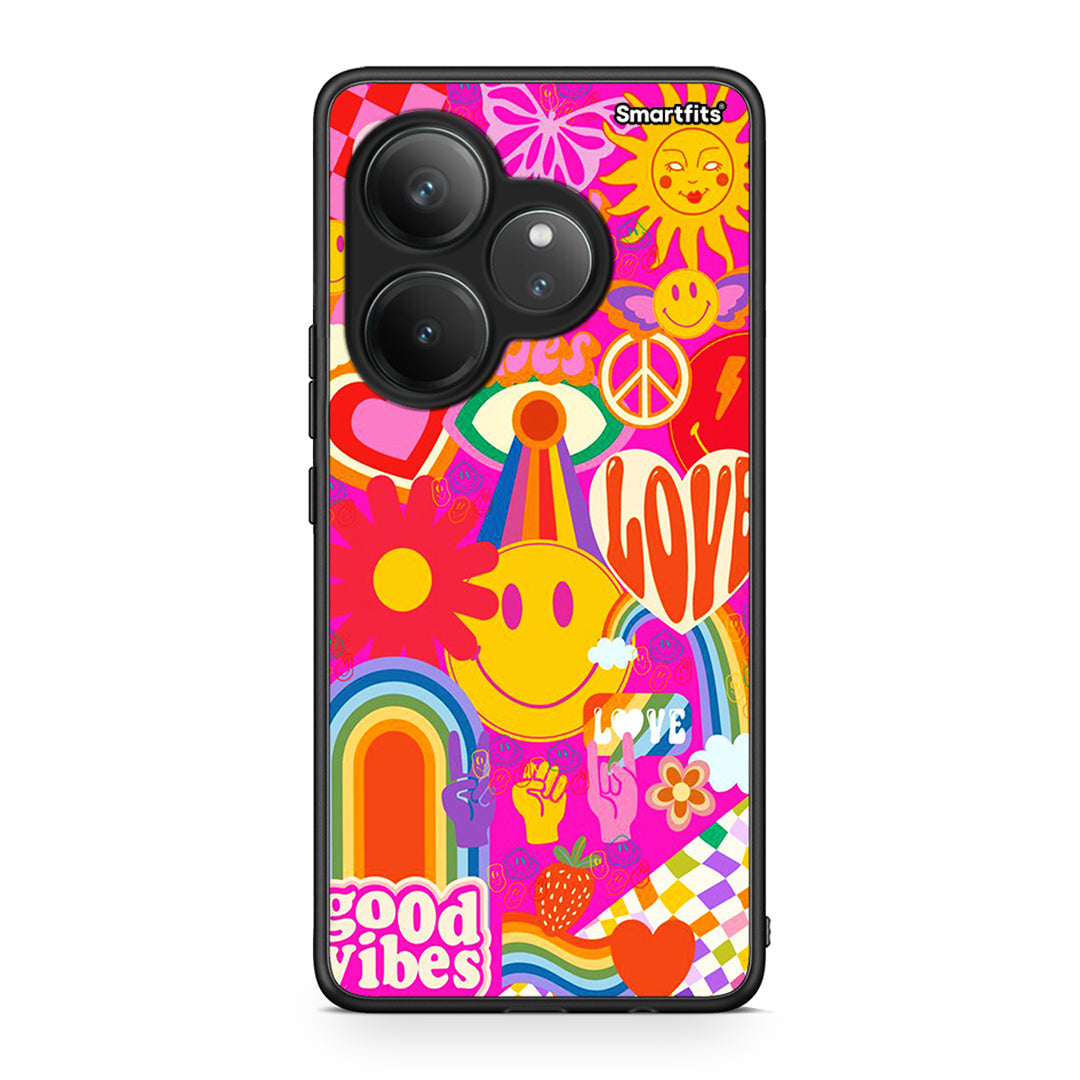 Realme GT 6 5G Hippie Love θήκη από τη Smartfits με σχέδιο στο πίσω μέρος και μαύρο περίβλημα | Smartphone case with colorful back and black bezels by Smartfits