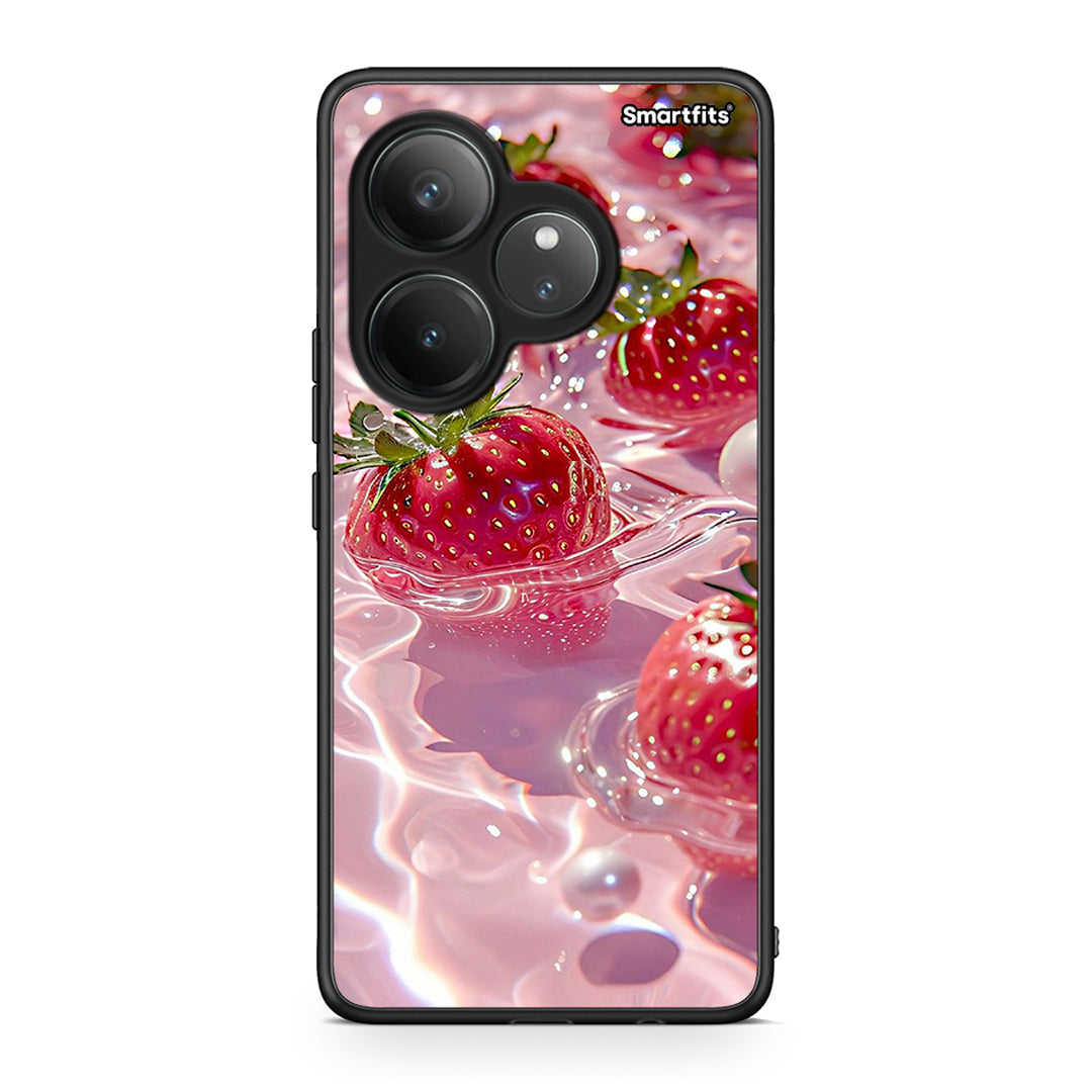 Realme GT 6 5G Juicy Strawberries θήκη από τη Smartfits με σχέδιο στο πίσω μέρος και μαύρο περίβλημα | Smartphone case with colorful back and black bezels by Smartfits