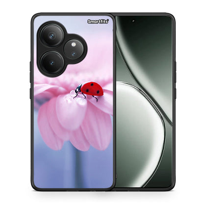 Θήκη Realme GT 6 5G Ladybug Flower από τη Smartfits με σχέδιο στο πίσω μέρος και μαύρο περίβλημα | Realme GT 6 5G Ladybug Flower case with colorful back and black bezels