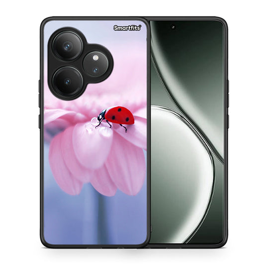Θήκη Realme GT 6 5G Ladybug Flower από τη Smartfits με σχέδιο στο πίσω μέρος και μαύρο περίβλημα | Realme GT 6 5G Ladybug Flower case with colorful back and black bezels
