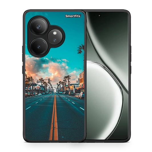 Θήκη Realme GT 6 5G City Landscape από τη Smartfits με σχέδιο στο πίσω μέρος και μαύρο περίβλημα | Realme GT 6 5G City Landscape case with colorful back and black bezels