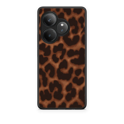Θήκη Realme GT 6 5G Leopard Print Dark Brown από τη Smartfits με σχέδιο στο πίσω μέρος και μαύρο περίβλημα | Realme GT 6 5G Leopard Print Dark Brown case with colorful back and black bezels