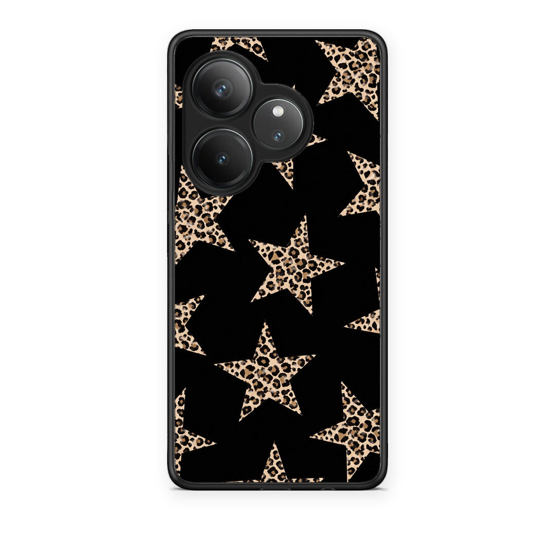 Θήκη Realme GT 6 5G Leopard Stars on Black από τη Smartfits με σχέδιο στο πίσω μέρος και μαύρο περίβλημα | Realme GT 6 5G Leopard Stars on Black case with colorful back and black bezels
