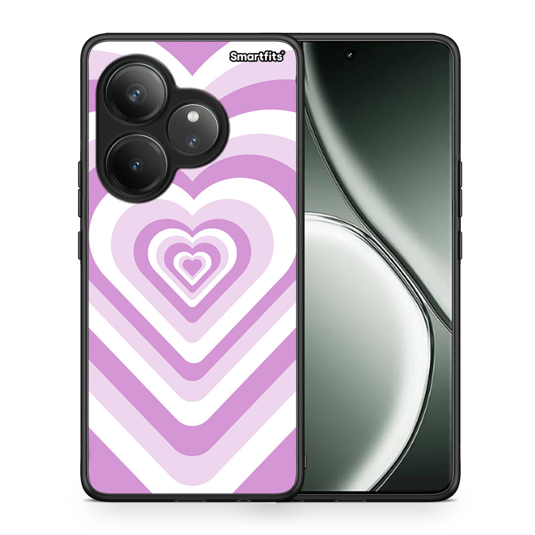 Θήκη Realme GT 6 5G Lilac Hearts από τη Smartfits με σχέδιο στο πίσω μέρος και μαύρο περίβλημα | Realme GT 6 5G Lilac Hearts case with colorful back and black bezels