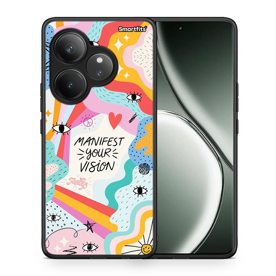 Θήκη Realme GT 6 5G Manifest Your Vision από τη Smartfits με σχέδιο στο πίσω μέρος και μαύρο περίβλημα | Realme GT 6 5G Manifest Your Vision case with colorful back and black bezels