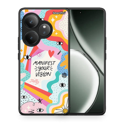 Θήκη Realme GT 6 5G Manifest Your Vision από τη Smartfits με σχέδιο στο πίσω μέρος και μαύρο περίβλημα | Realme GT 6 5G Manifest Your Vision case with colorful back and black bezels