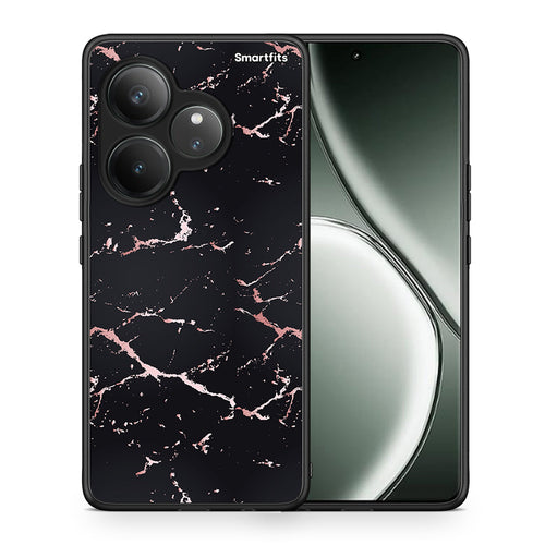 Θήκη Realme GT 6 5G Black Rosegold Marble από τη Smartfits με σχέδιο στο πίσω μέρος και μαύρο περίβλημα | Realme GT 6 5G Black Rosegold Marble case with colorful back and black bezels