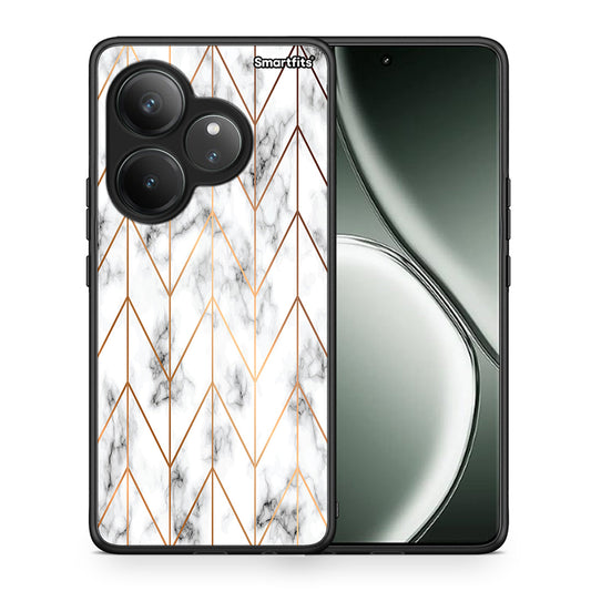 Θήκη Realme GT 6 5G Gold Geometric Marble από τη Smartfits με σχέδιο στο πίσω μέρος και μαύρο περίβλημα | Realme GT 6 5G Gold Geometric Marble case with colorful back and black bezels