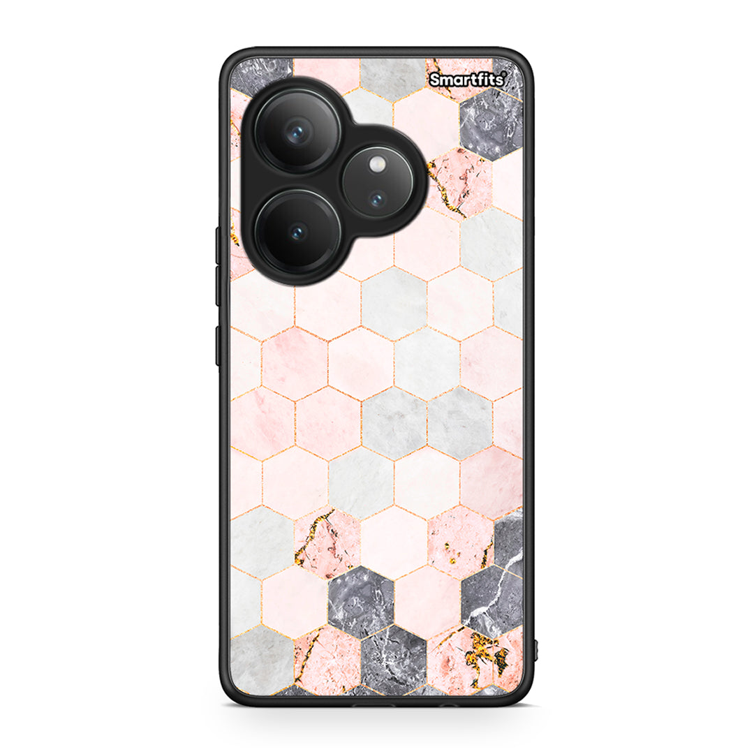 4 - Realme GT 6 5G Hexagon Pink Marble case, cover, bumper