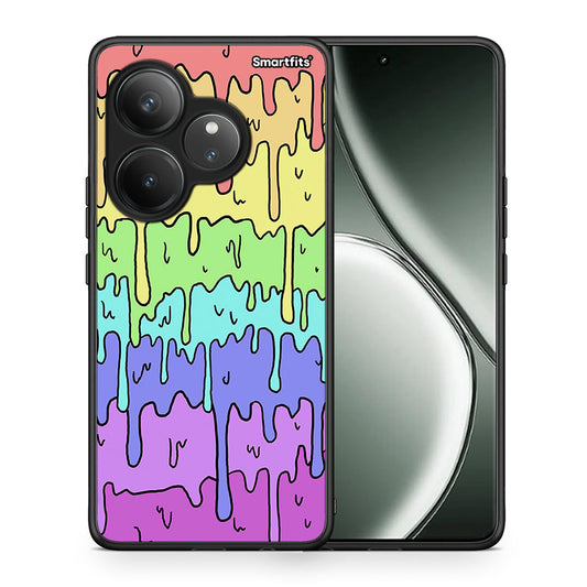 Θήκη Realme GT 6 5G Melting Rainbow από τη Smartfits με σχέδιο στο πίσω μέρος και μαύρο περίβλημα | Realme GT 6 5G Melting Rainbow case with colorful back and black bezels