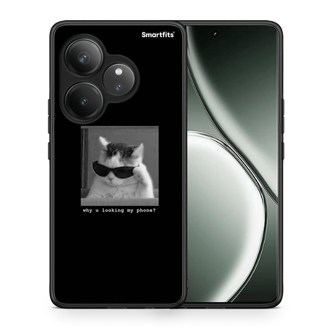 Θήκη Realme GT 6 5G Meme Cat από τη Smartfits με σχέδιο στο πίσω μέρος και μαύρο περίβλημα | Realme GT 6 5G Meme Cat case with colorful back and black bezels