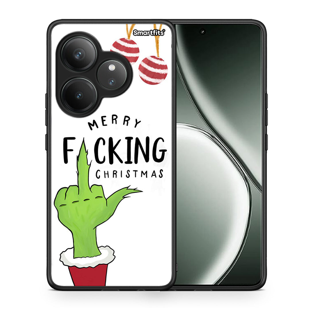 Θήκη Realme GT 6 5G Merry F Xmas από τη Smartfits με σχέδιο στο πίσω μέρος και μαύρο περίβλημα | Realme GT 6 5G Merry F Xmas case with colorful back and black bezels