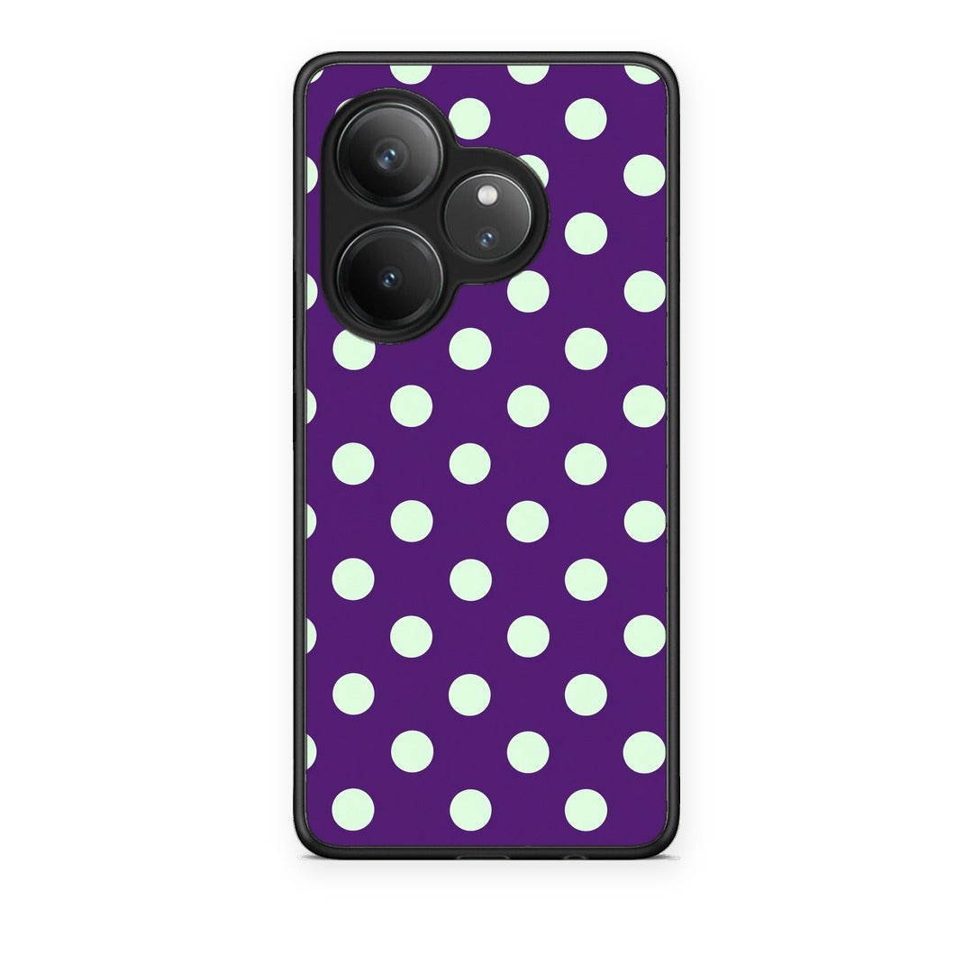 Θήκη Realme GT 6 5G Mint Polka Dots on Purple από τη Smartfits με σχέδιο στο πίσω μέρος και μαύρο περίβλημα | Realme GT 6 5G Mint Polka Dots on Purple case with colorful back and black bezels