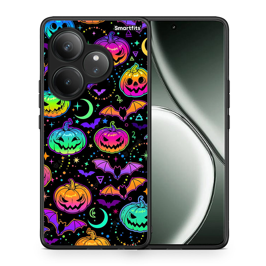 Θήκη Realme GT 6 5G Neon Halloween από τη Smartfits με σχέδιο στο πίσω μέρος και μαύρο περίβλημα | Realme GT 6 5G Neon Halloween case with colorful back and black bezels
