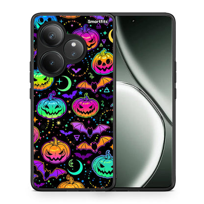Θήκη Realme GT 6 5G Neon Halloween από τη Smartfits με σχέδιο στο πίσω μέρος και μαύρο περίβλημα | Realme GT 6 5G Neon Halloween case with colorful back and black bezels