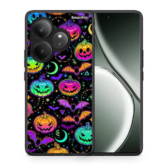 Θήκη Realme GT 6 5G Neon Halloween από τη Smartfits με σχέδιο στο πίσω μέρος και μαύρο περίβλημα | Realme GT 6 5G Neon Halloween case with colorful back and black bezels