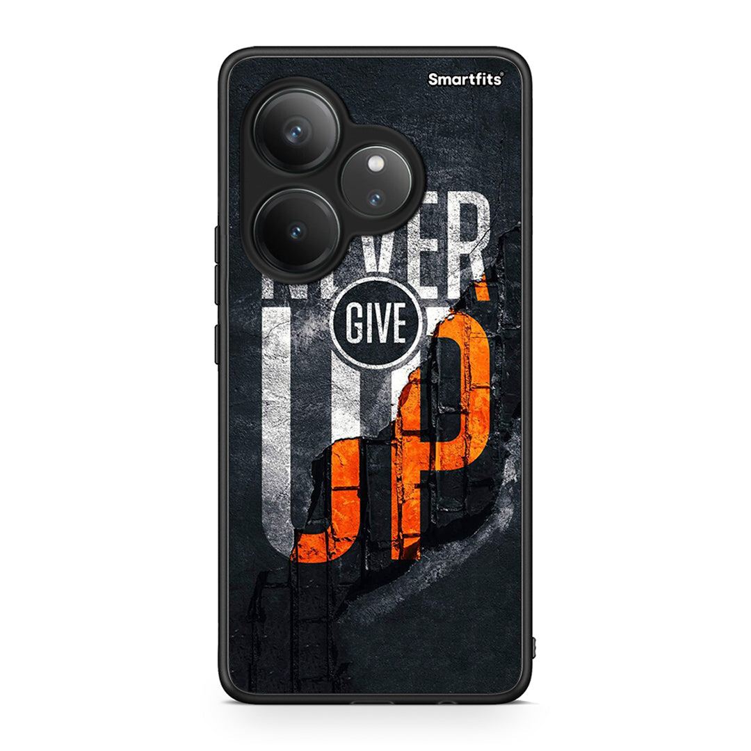 Realme GT 6 5G Never Give Up Θήκη Αγίου Βαλεντίνου από τη Smartfits με σχέδιο στο πίσω μέρος και μαύρο περίβλημα | Smartphone case with colorful back and black bezels by Smartfits