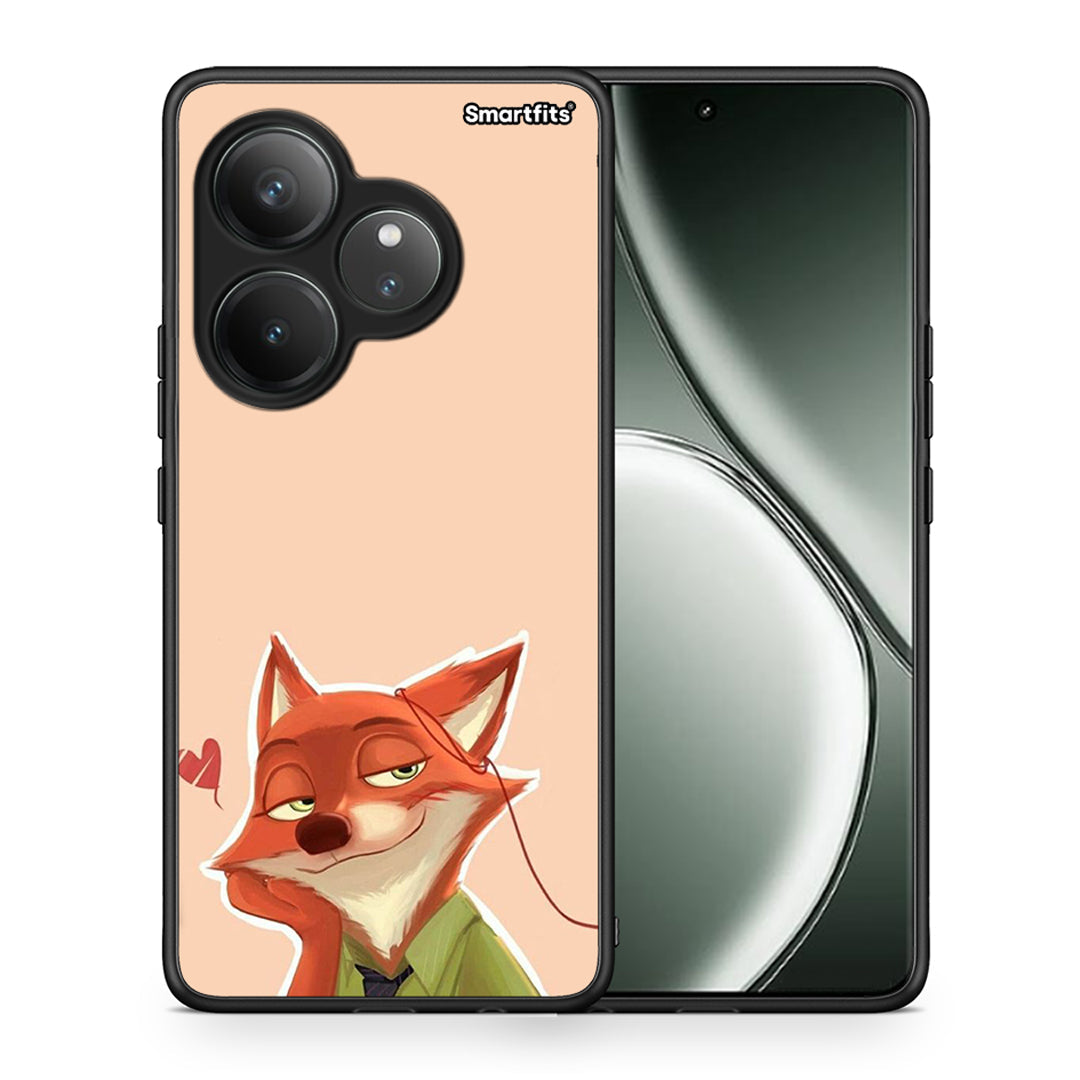 Θήκη Realme GT 6 5G Nick Wilde And Judy Hopps Love 1 από τη Smartfits με σχέδιο στο πίσω μέρος και μαύρο περίβλημα | Realme GT 6 5G Nick Wilde And Judy Hopps Love 1 case with colorful back and black bezels