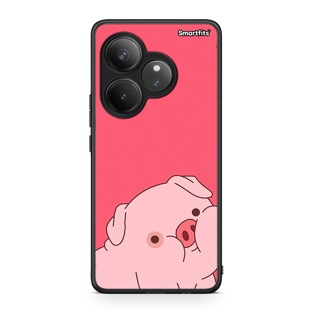 Realme GT 6 5G Pig Love 1 Θήκη Αγίου Βαλεντίνου από τη Smartfits με σχέδιο στο πίσω μέρος και μαύρο περίβλημα | Smartphone case with colorful back and black bezels by Smartfits