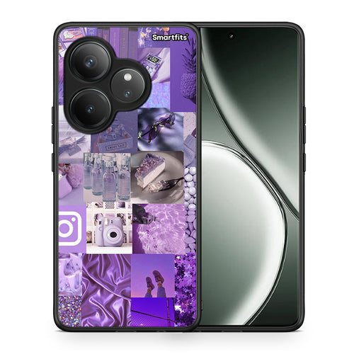 Θήκη Realme GT 6 5G Purple Aesthetic Collage από τη Smartfits με σχέδιο στο πίσω μέρος και μαύρο περίβλημα | Realme GT 6 5G Purple Aesthetic Collage case with colorful back and black bezels