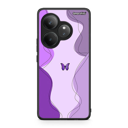 Realme GT 6 5G Purple Mariposa Θήκη Αγίου Βαλεντίνου από τη Smartfits με σχέδιο στο πίσω μέρος και μαύρο περίβλημα | Smartphone case with colorful back and black bezels by Smartfits