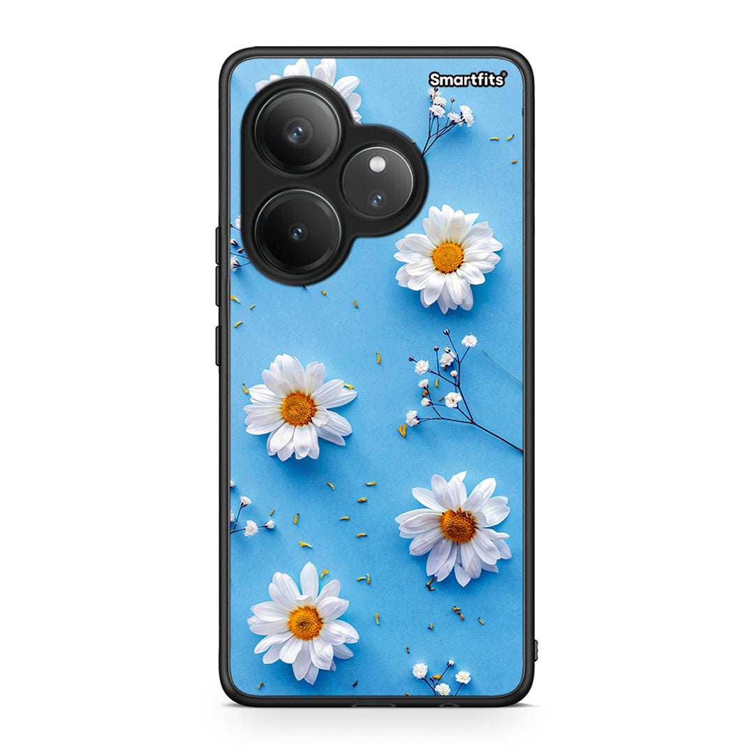 Realme GT 6 5G Real Daisies θήκη από τη Smartfits με σχέδιο στο πίσω μέρος και μαύρο περίβλημα | Smartphone case with colorful back and black bezels by Smartfits