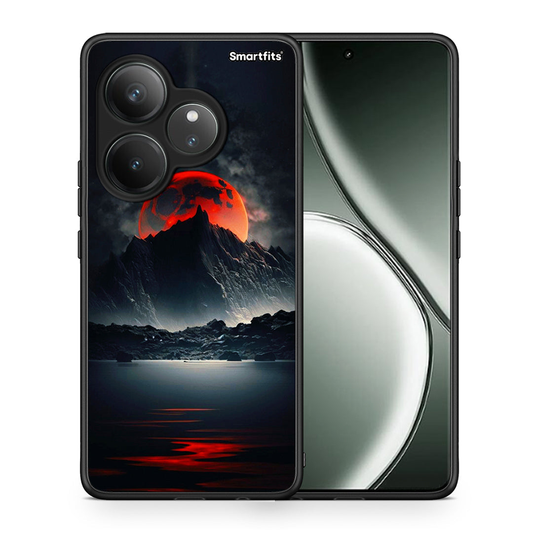 Θήκη Realme GT 6 5G Red Full Moon από τη Smartfits με σχέδιο στο πίσω μέρος και μαύρο περίβλημα | Realme GT 6 5G Red Full Moon case with colorful back and black bezels