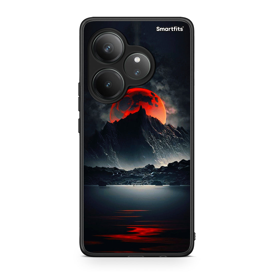 Realme GT 6 5G Red Full Moon θήκη από τη Smartfits με σχέδιο στο πίσω μέρος και μαύρο περίβλημα | Smartphone case with colorful back and black bezels by Smartfits