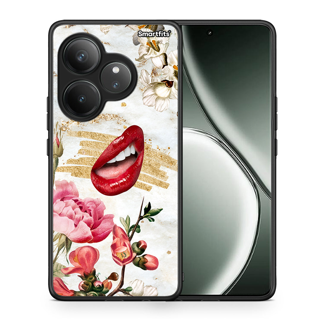 Θήκη Realme GT 6 5G Red Lips από τη Smartfits με σχέδιο στο πίσω μέρος και μαύρο περίβλημα | Realme GT 6 5G Red Lips case with colorful back and black bezels