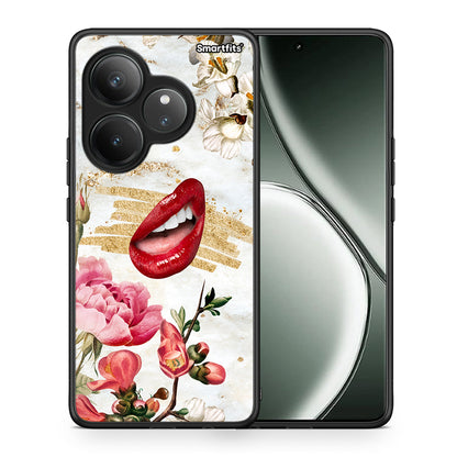 Θήκη Realme GT 6 5G Red Lips από τη Smartfits με σχέδιο στο πίσω μέρος και μαύρο περίβλημα | Realme GT 6 5G Red Lips case with colorful back and black bezels
