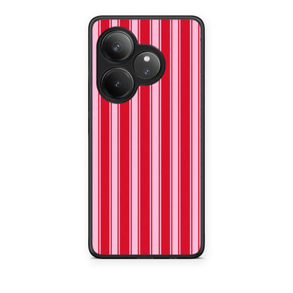 Θήκη Realme GT 6 5G Red and Pink Vertical Pinstripes από τη Smartfits με σχέδιο στο πίσω μέρος και μαύρο περίβλημα | Realme GT 6 5G Red and Pink Vertical Pinstripes case with colorful back and black bezels
