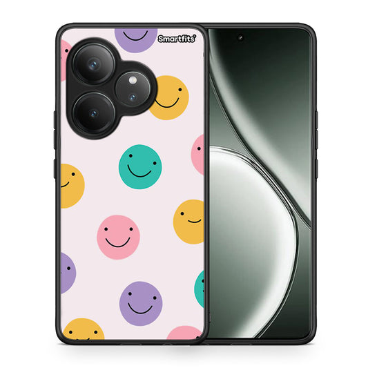 Θήκη Realme GT 6 5G Smiley Faces από τη Smartfits με σχέδιο στο πίσω μέρος και μαύρο περίβλημα | Realme GT 6 5G Smiley Faces case with colorful back and black bezels